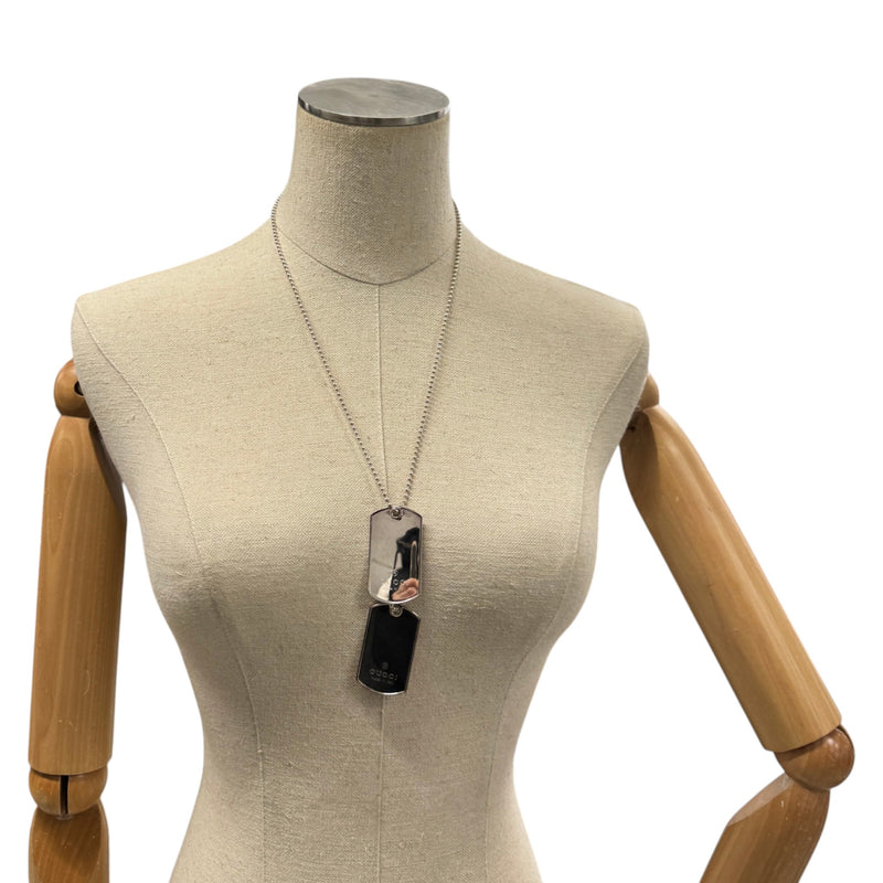 Men's Double Dog Tag Necklace Silver