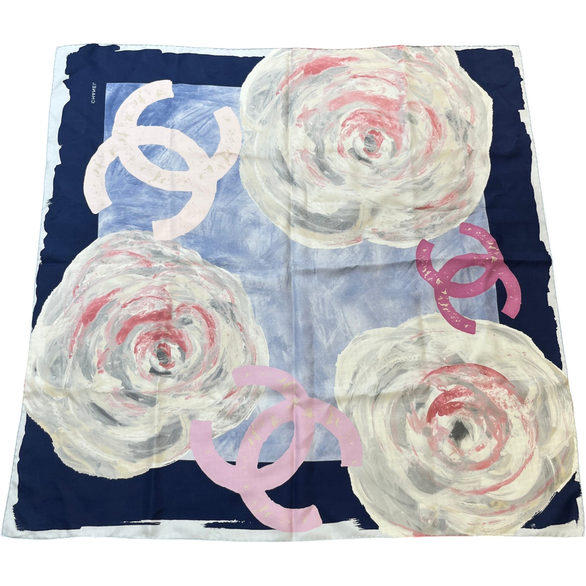 Women's CC Logo Floral Scarf Blue - Photo 2