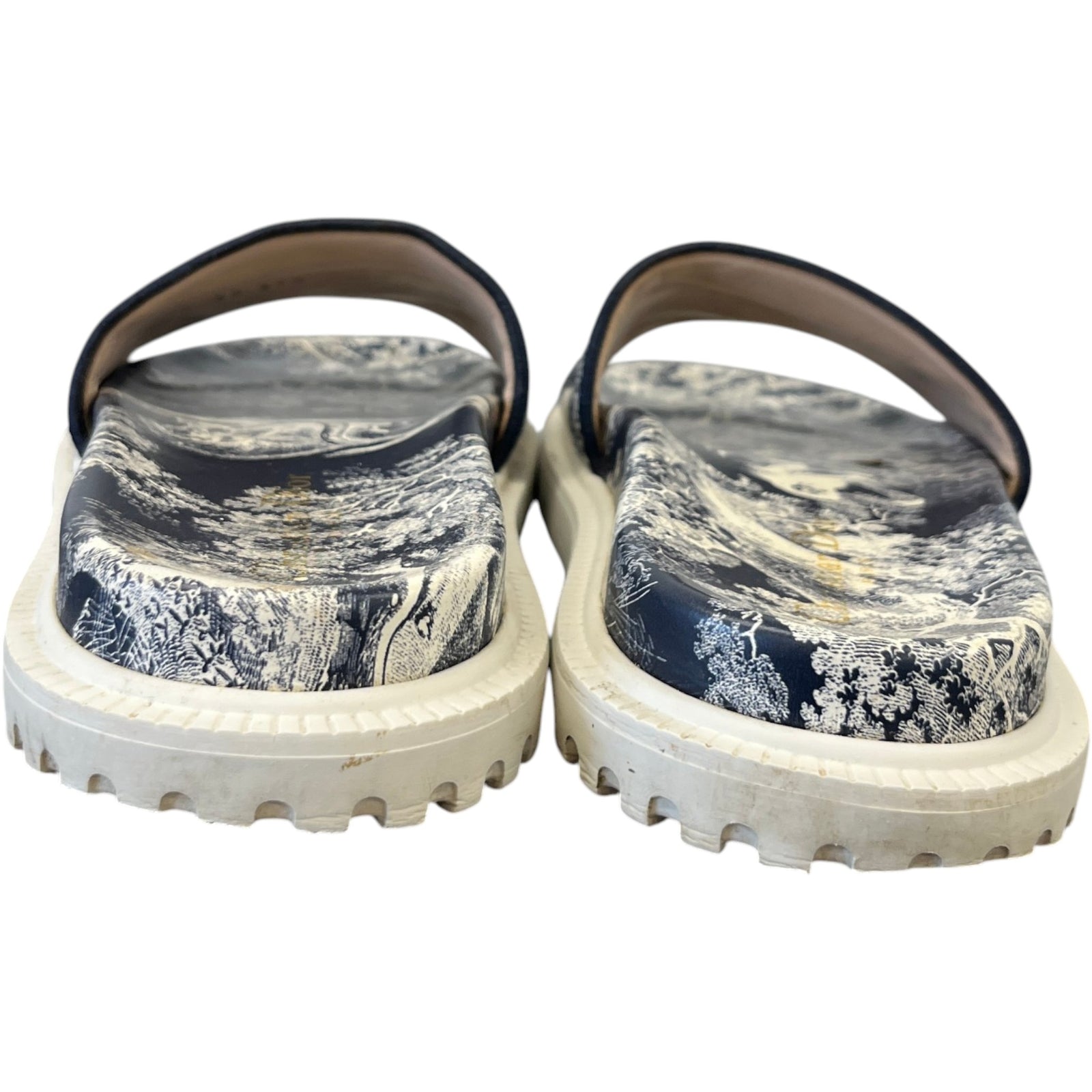 Women's Dway Toile De Jouy Slides Navy Size EU 37.5 / UK 4.5 - Photo 7