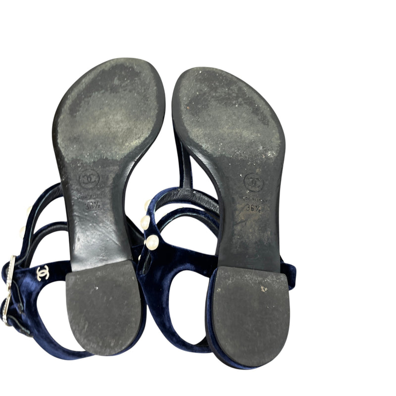 Women's Faux Pearl Embellished Sandals Navy Size EU 36.5 / UK 3.5