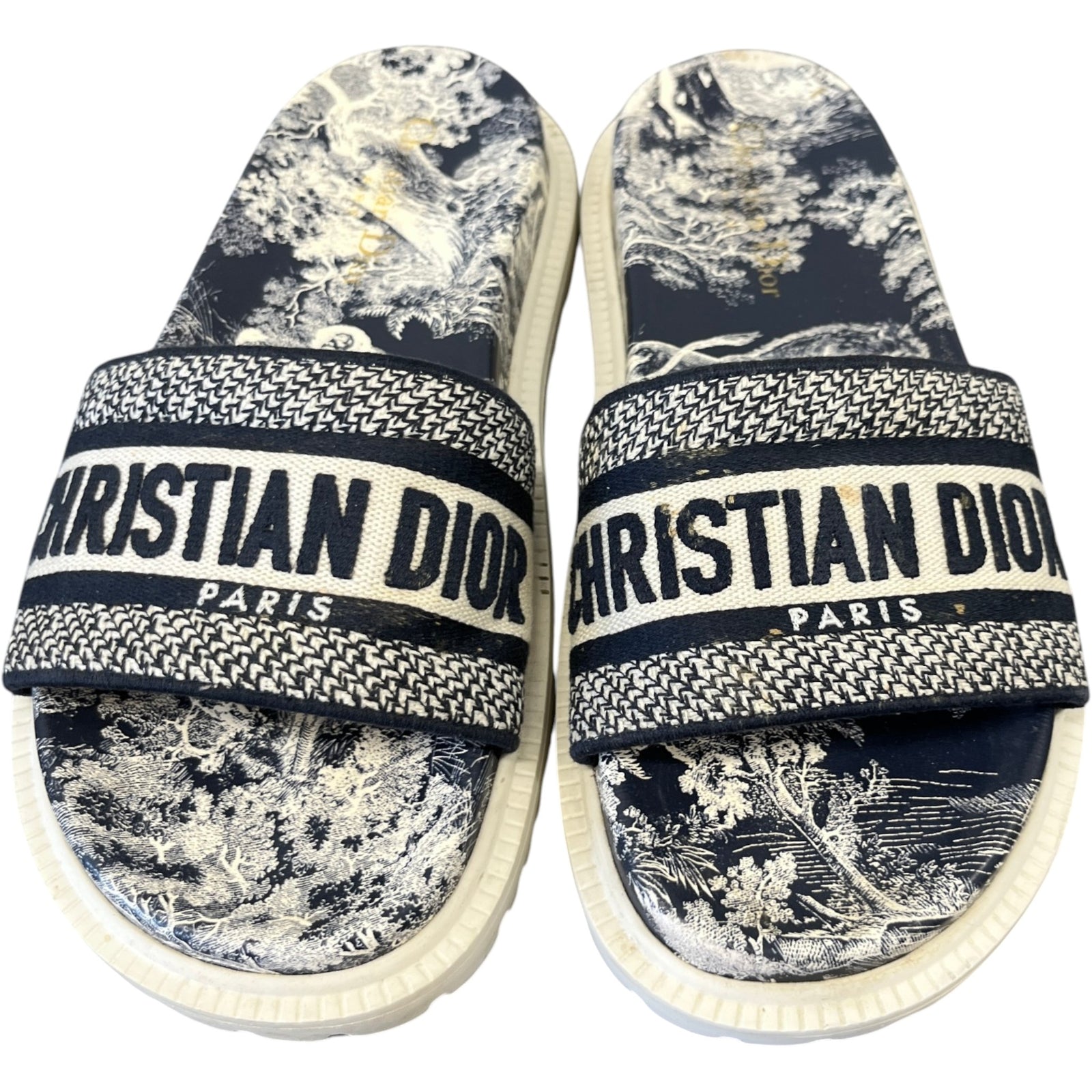 Women's Dway Toile De Jouy Slides Navy Size EU 37.5 / UK 4.5 - Photo 6
