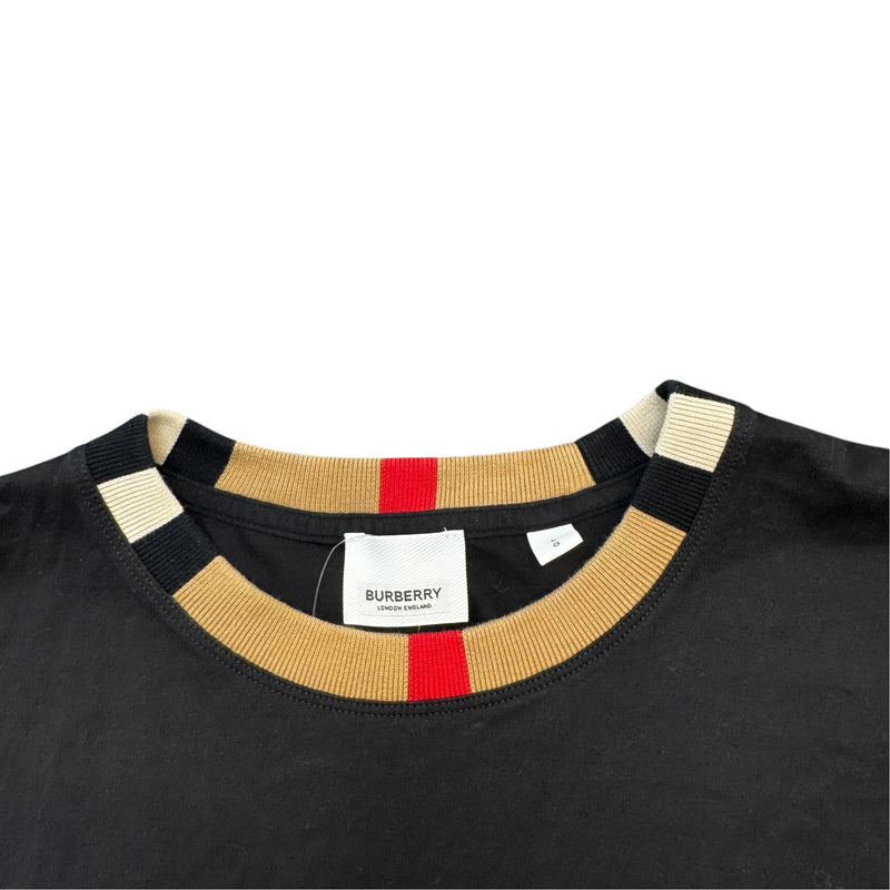 Men's Check Collar T-Shirt Black Size L