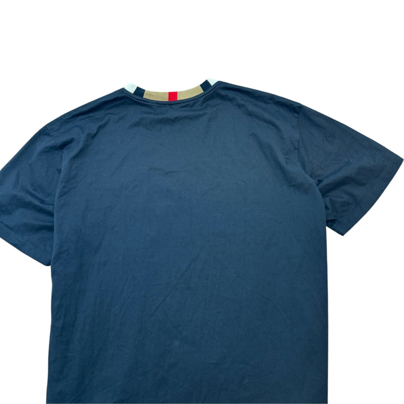 Men's Check Collar T-Shirt Black Size L