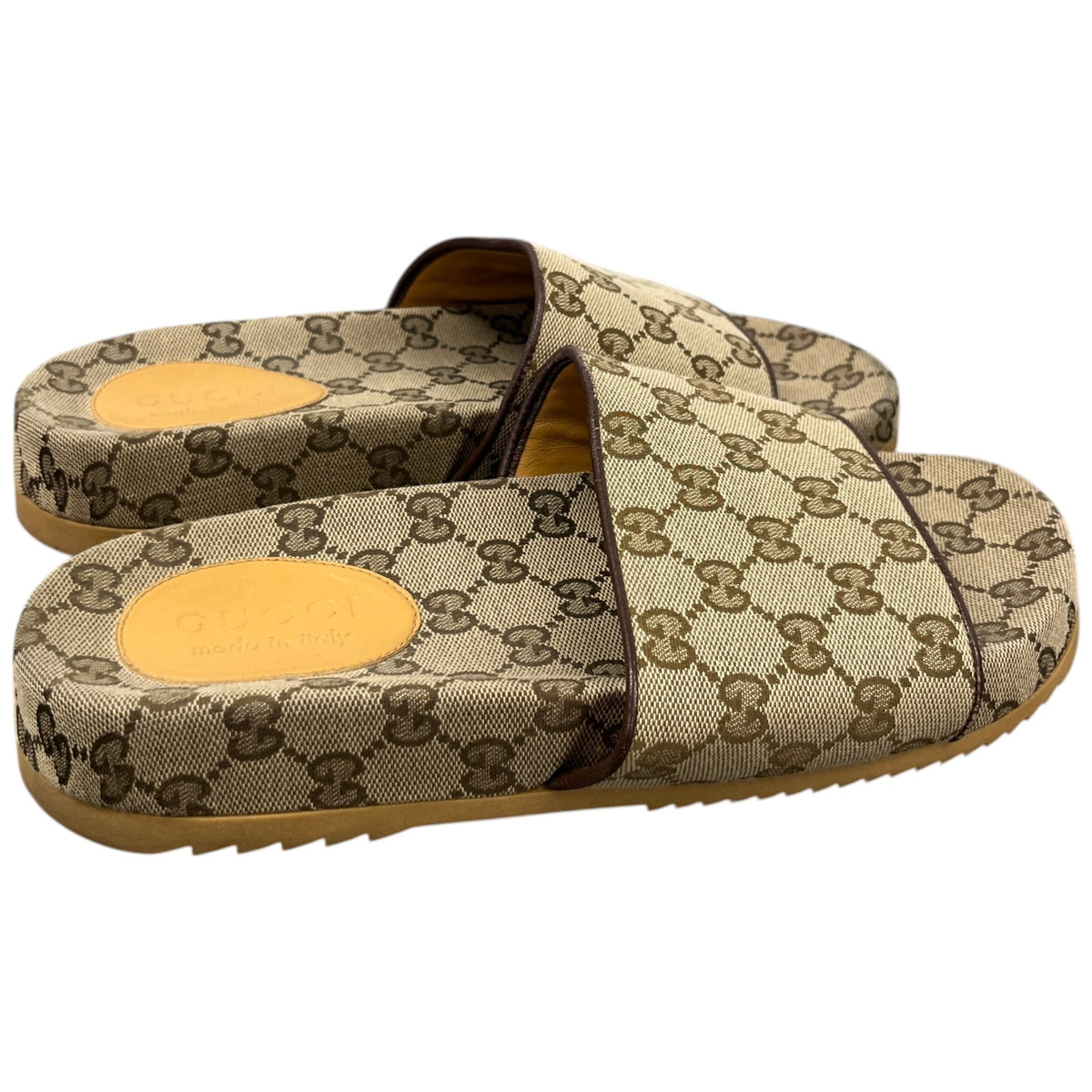 Men's GG Canvas Slides Beige Size UK 7 / EU 41 - Photo 8