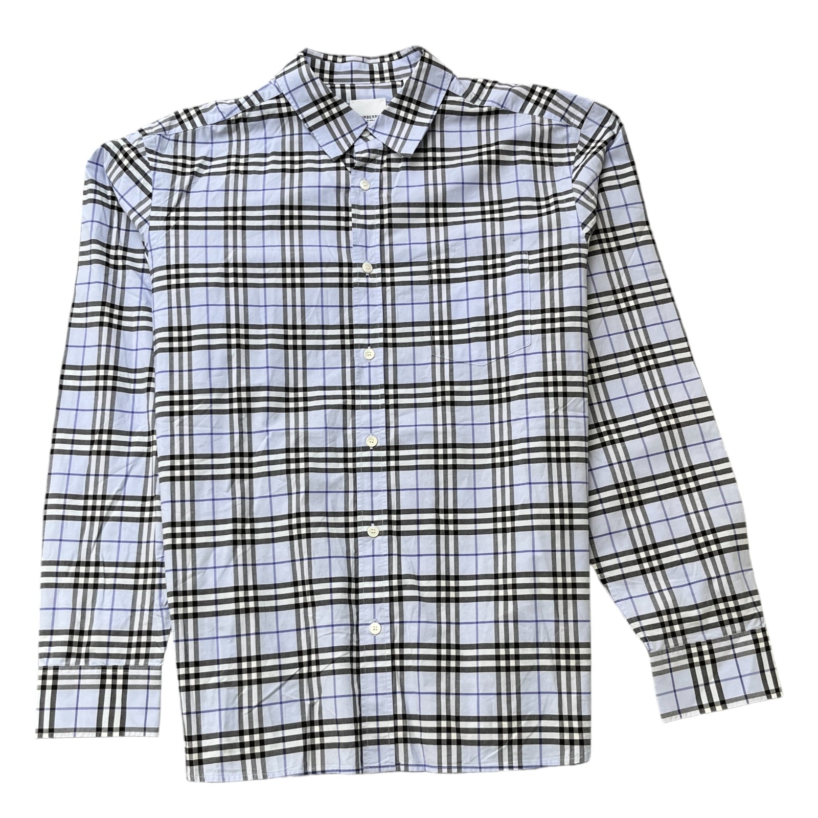 Men's Checkered Long Sleeve Shirt Blue Size XL - Photo 1