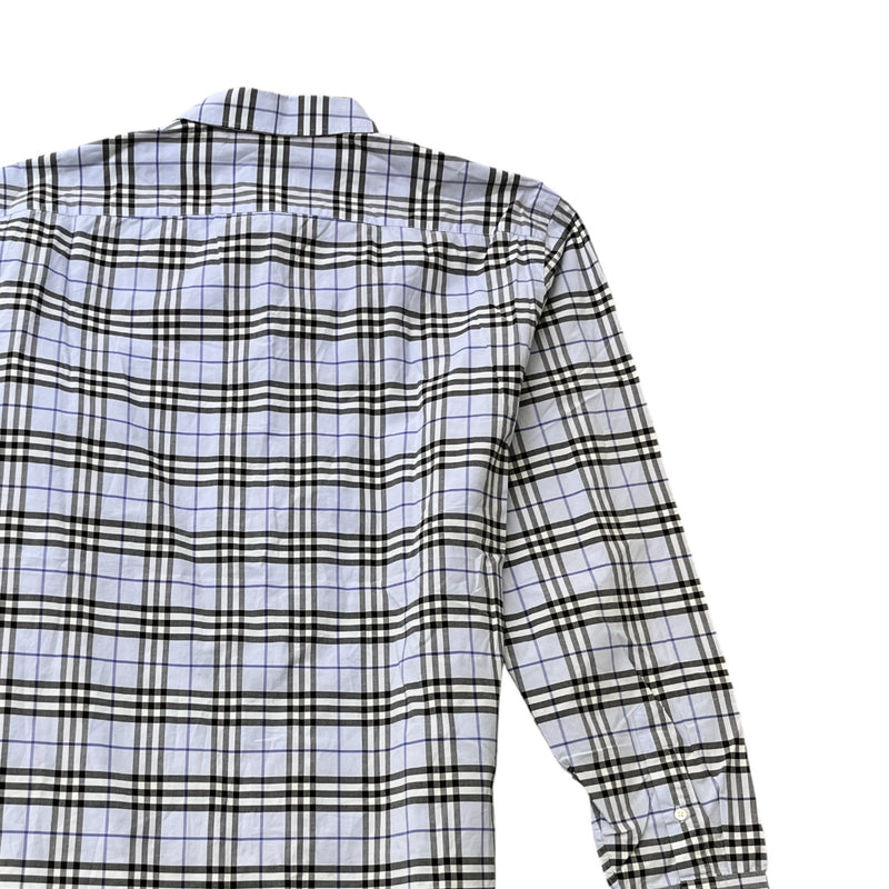 Men's Checkered Long Sleeve Shirt Blue Size XL