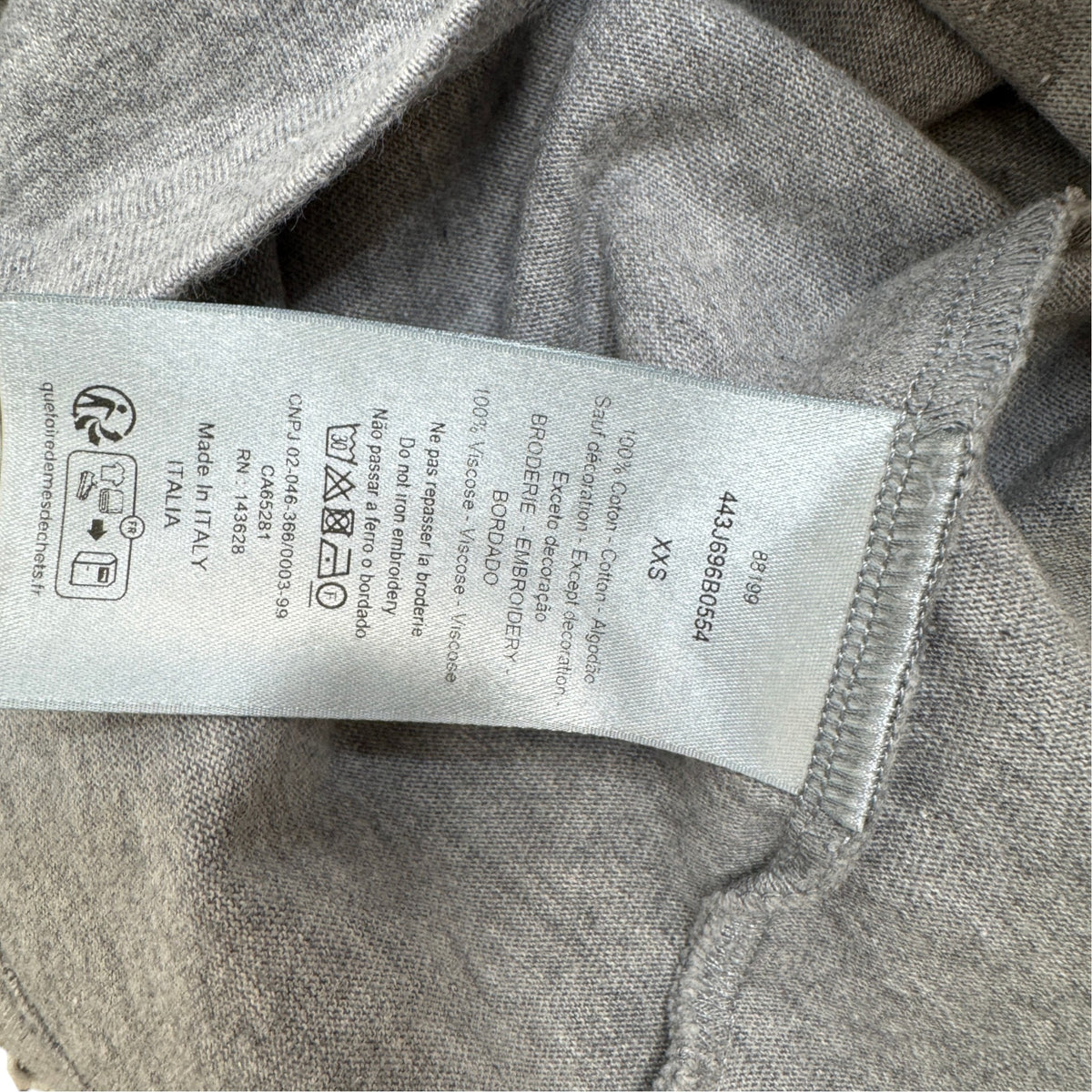 Men's Embroidered Logo T-Shirt Grey Size XXS - Photo 5