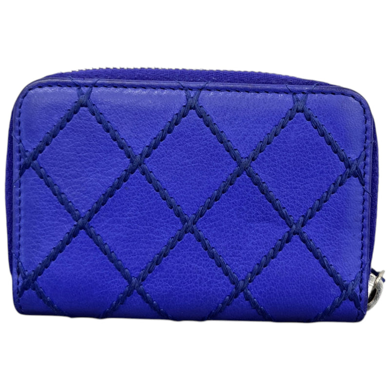 Women's Lambskin CC Zip Around Coin Purse Purple