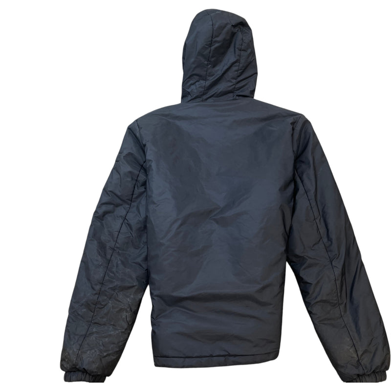 Men's Plaque Logo Nylon Reversible Down Jacket Blue Size S