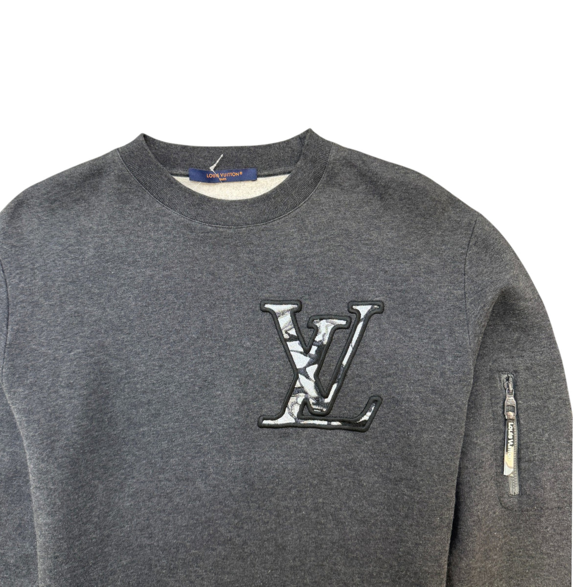 Men's LV Logo Patch Sweatshirt Black Size S - Photo 3