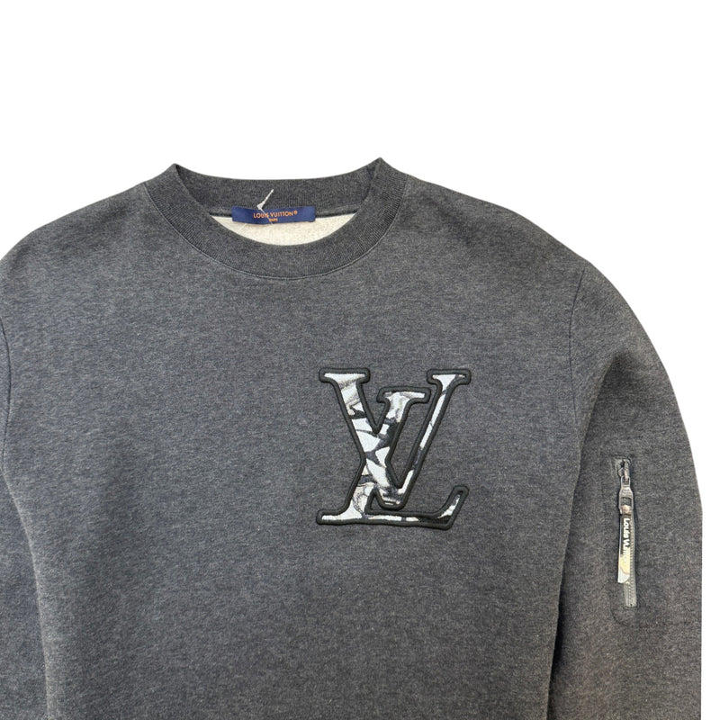Men's LV Logo Patch Sweatshirt Black Size S