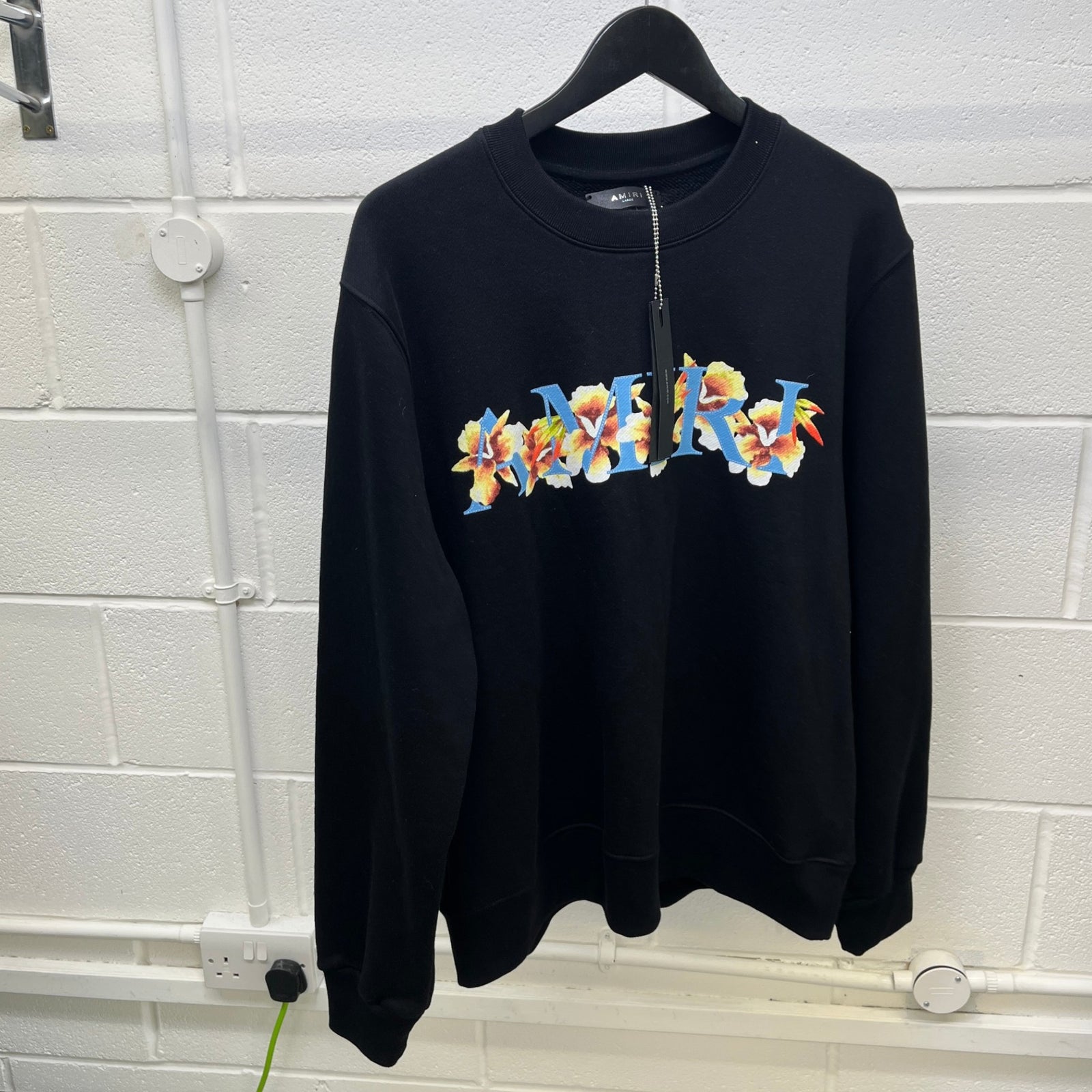 Men's Hibiscus Logo Print Sweatshirt Black Size L - Photo 9