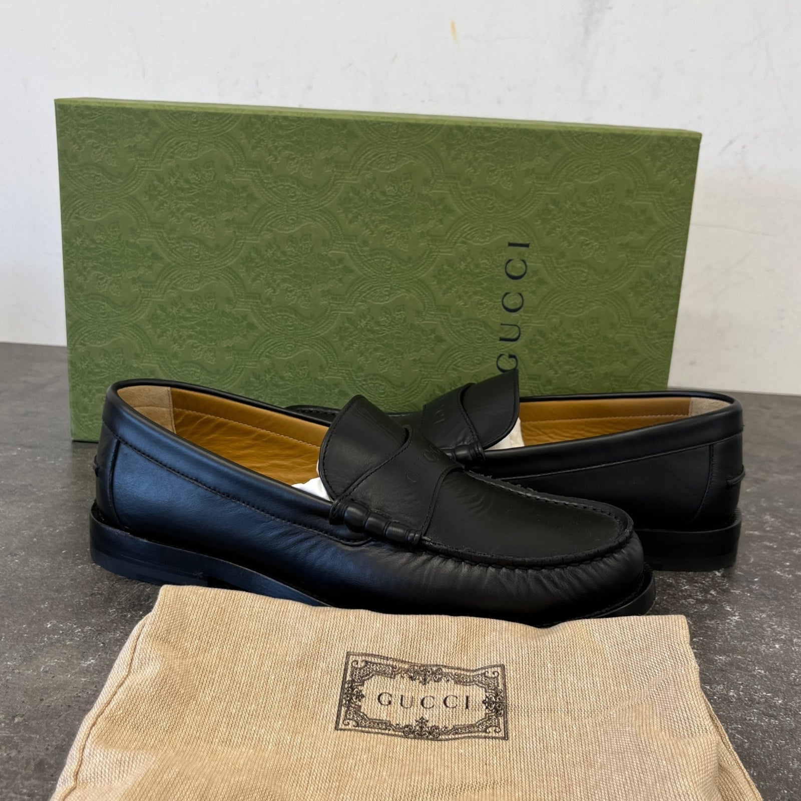 Men's Leather Logo Loafers Black Size UK 5.5 / EU 39.5 - Photo 12