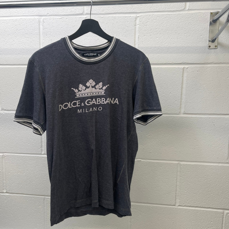 Men's Crown Logo Print T-Shirt Grey Size IT 48 / UK M