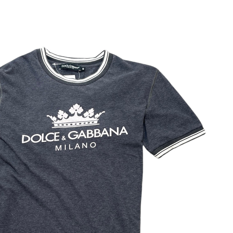 Men's Crown Logo Print T-Shirt Grey Size IT 48 / UK M