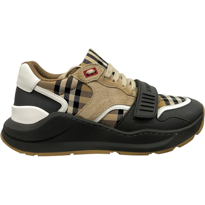 Men's Ramsey Check Low Trainers Beige Size EU 39 / UK 5