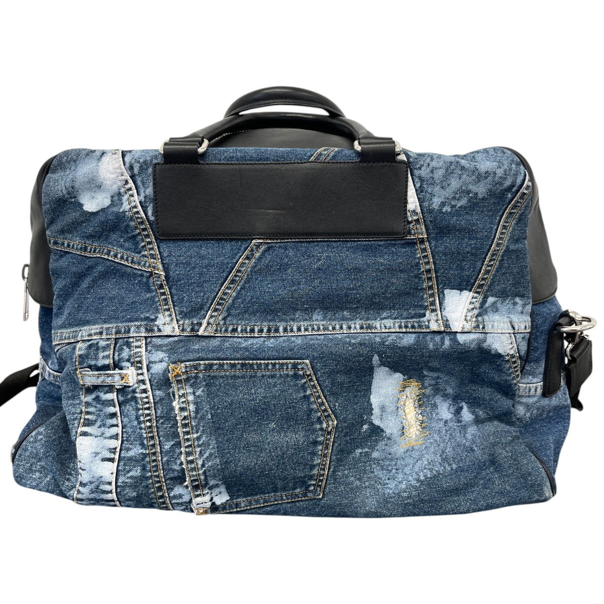Women's Plaque Logo Patchwork Travel Bag Blue - Photo 3