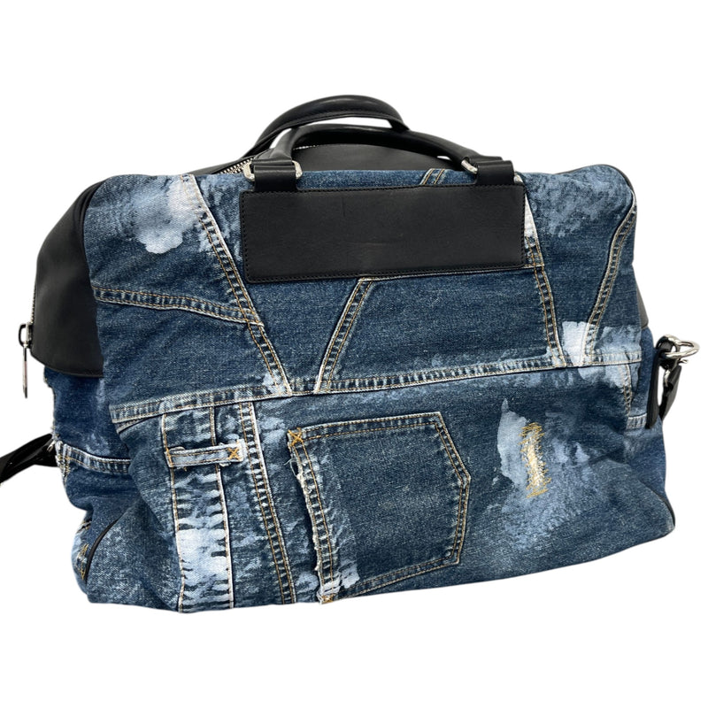 Women's Plaque Logo Patchwork Travel Bag Blue
