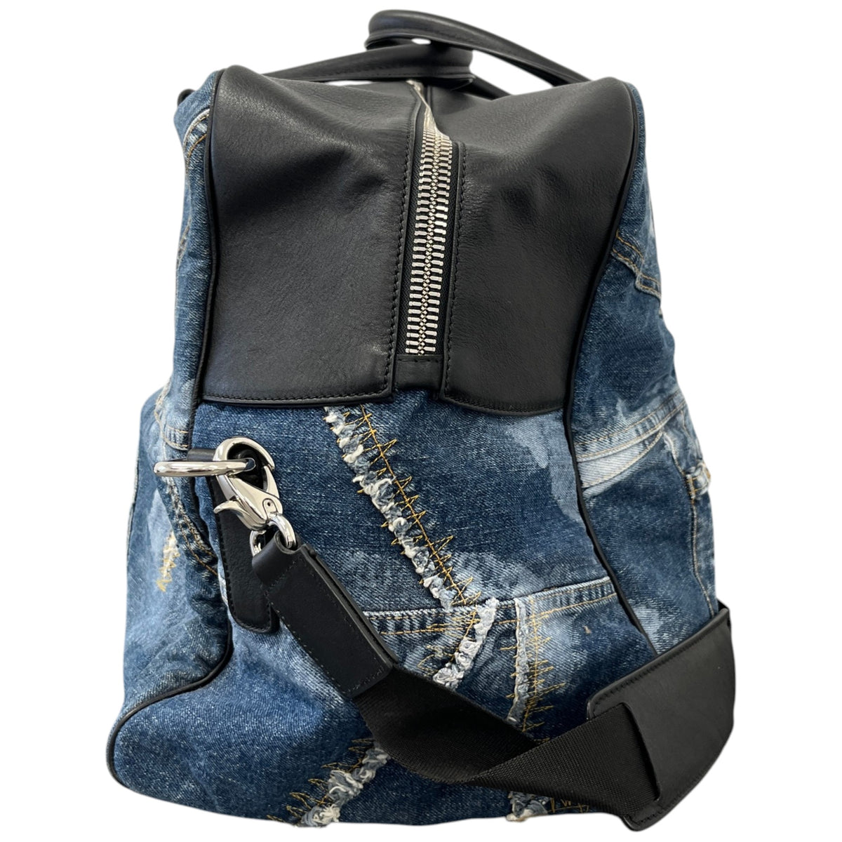 Women's Plaque Logo Patchwork Travel Bag Blue - Photo 7