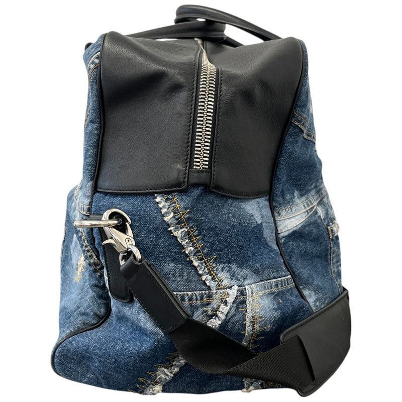 Women's Plaque Logo Patchwork Travel Bag Blue