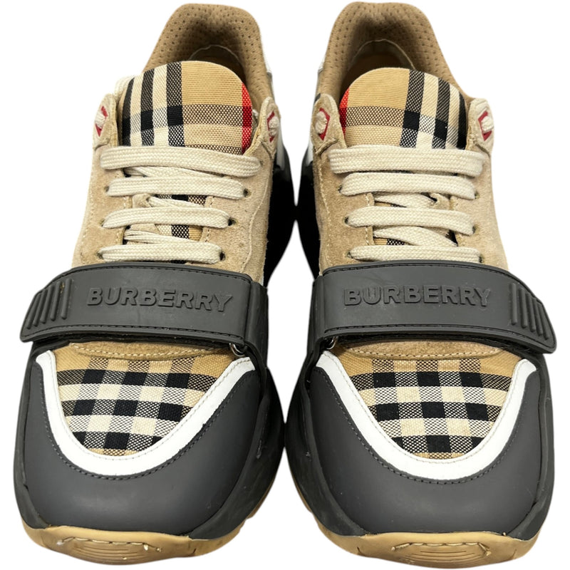 Men's Ramsey Check Low Trainers Beige Size EU 39 / UK 5