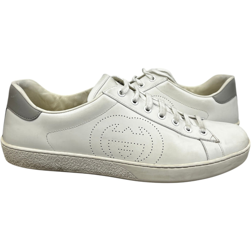 Men's Ace Perforated Interlocking G Low Trainers Cream Size EU 43.5 / UK 9.5