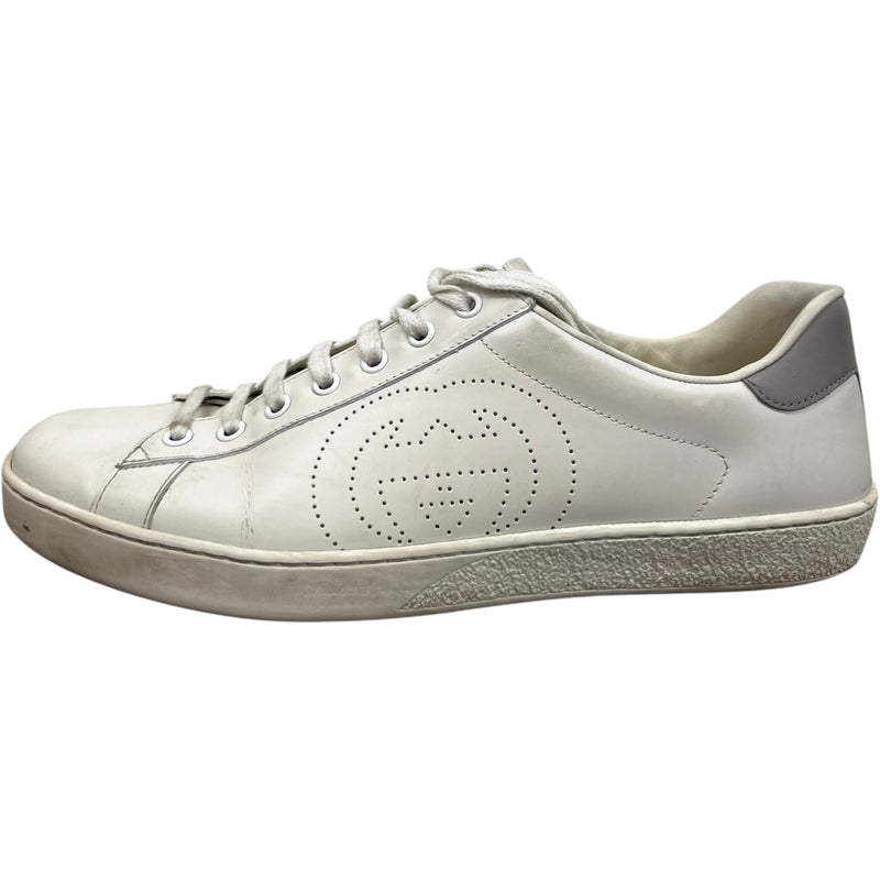Men's Ace Perforated Interlocking G Low Trainers Cream Size EU 43.5 / UK 9.5