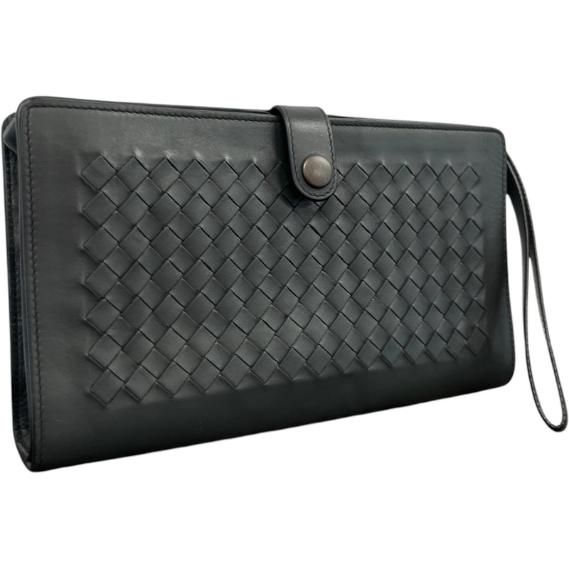 Men's Intrecciato Woven Clutch Charcoal