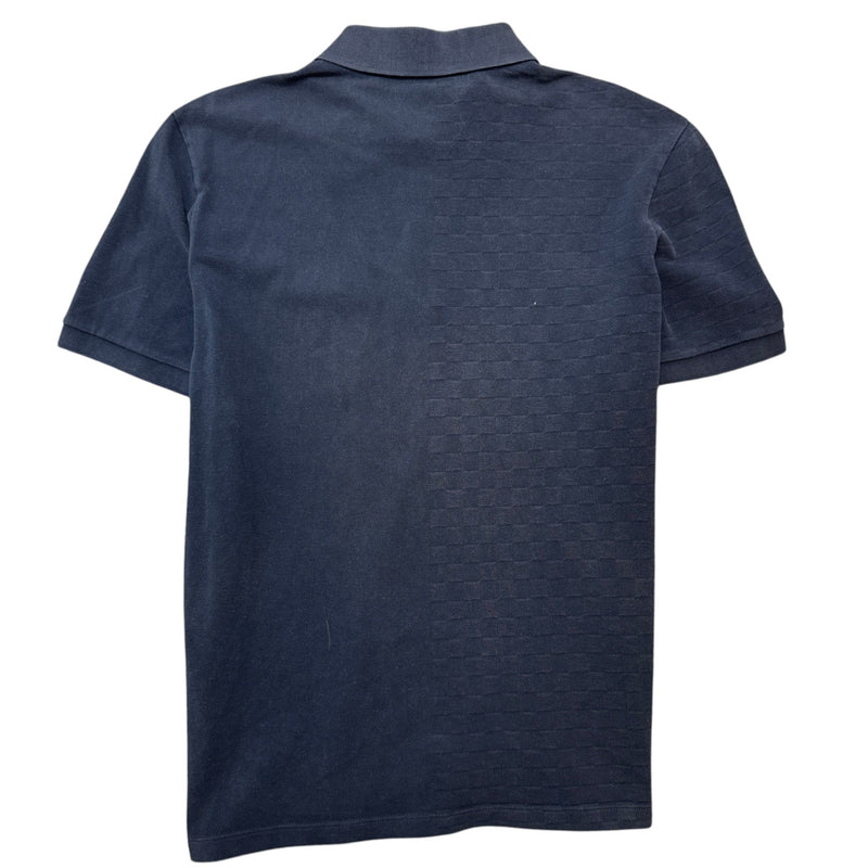 Men's Full Damier Polo Shirt Navy Size XL