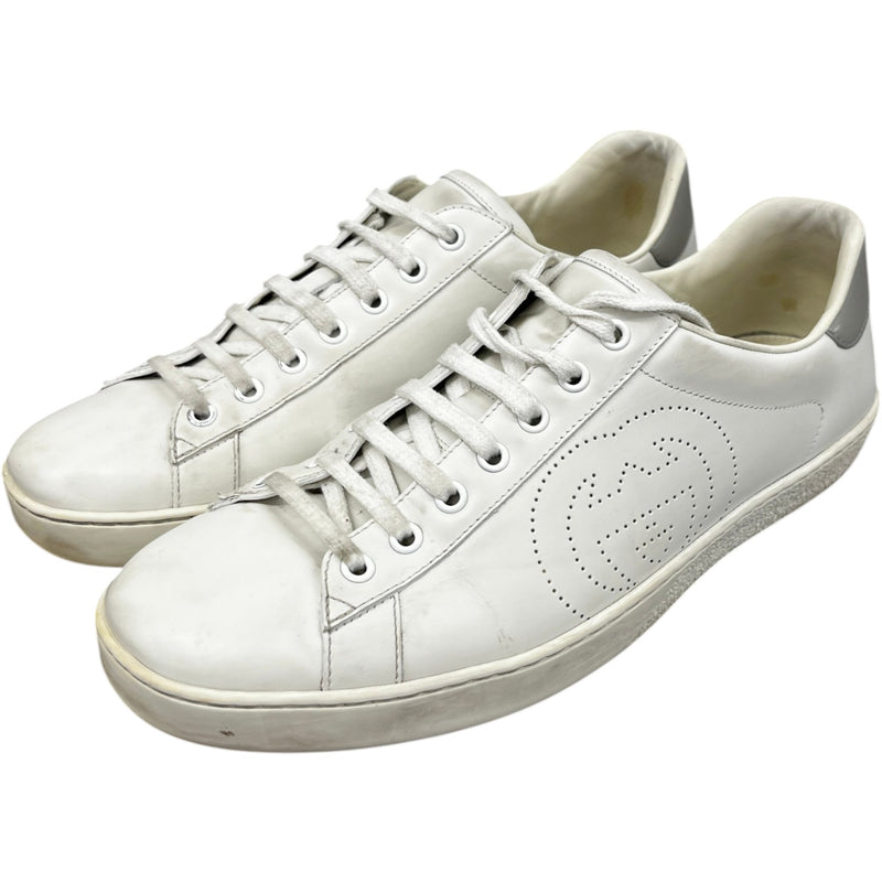 Men's Ace Perforated Interlocking G Low Trainers Cream Size EU 43.5 / UK 9.5