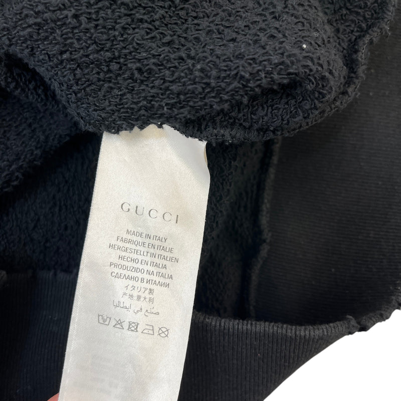 Men's Distressed Logo Print Hoodie Black Size S