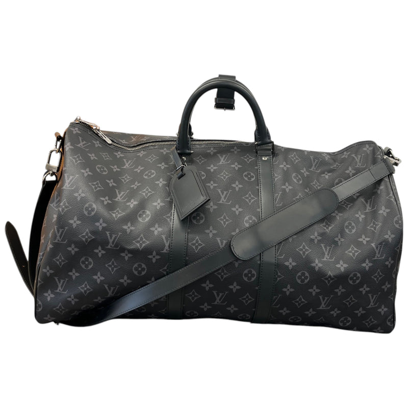 Men's Monogram Eclipse Keepall Bandoulière 55 Travel Bag Charcoal