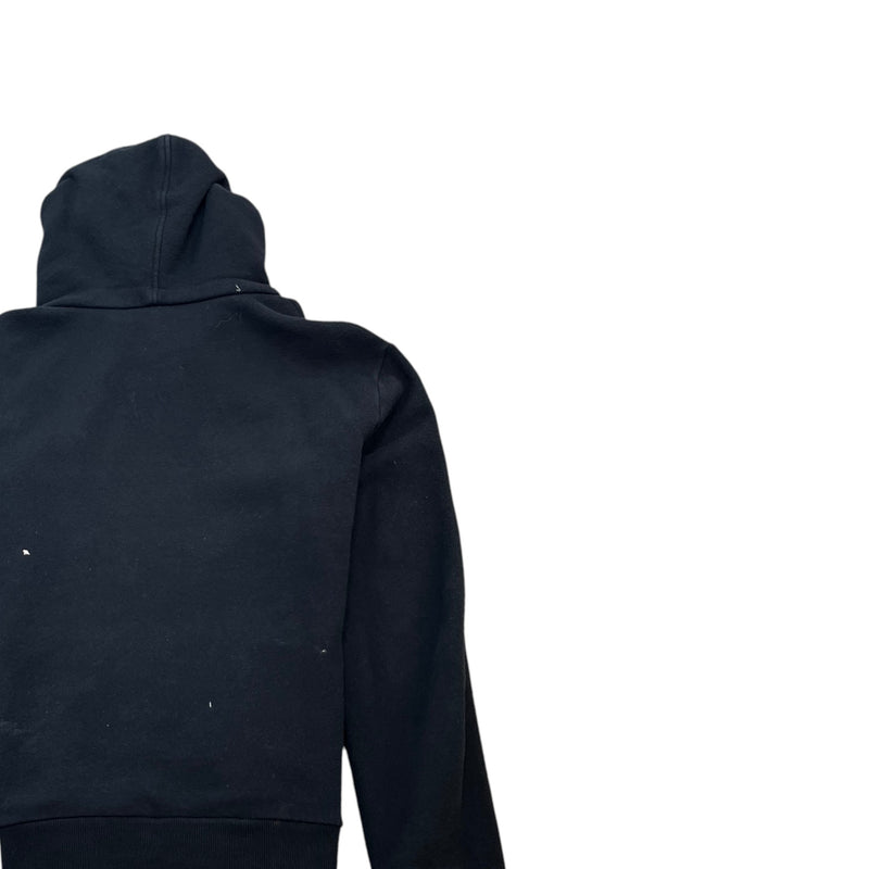 Men's Distressed Logo Print Hoodie Black Size S