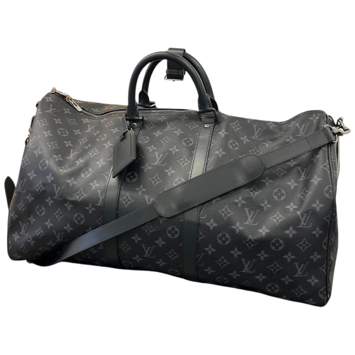 Men's Monogram Eclipse Keepall Bandoulière 55 Travel Bag Charcoal - Photo 5