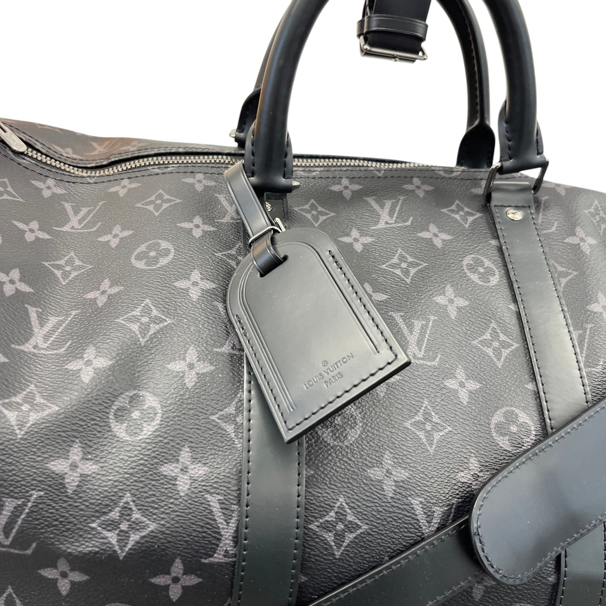 Men's Monogram Eclipse Keepall Bandoulière 55 Travel Bag Charcoal - Photo 12