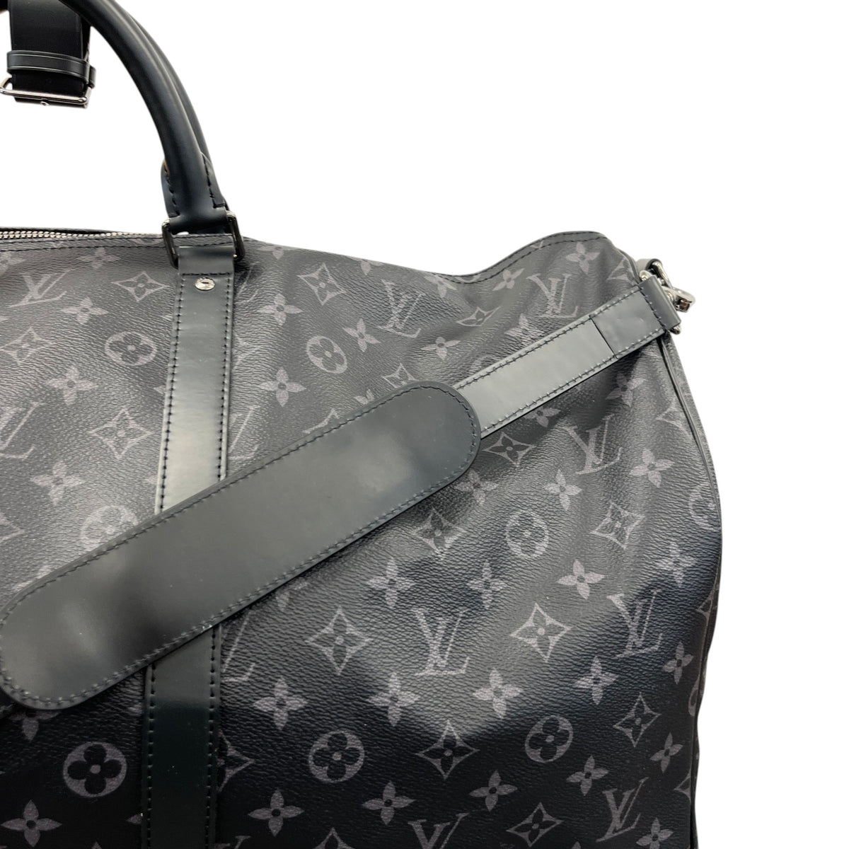 Men's Monogram Eclipse Keepall Bandoulière 55 Travel Bag Charcoal - Photo 13