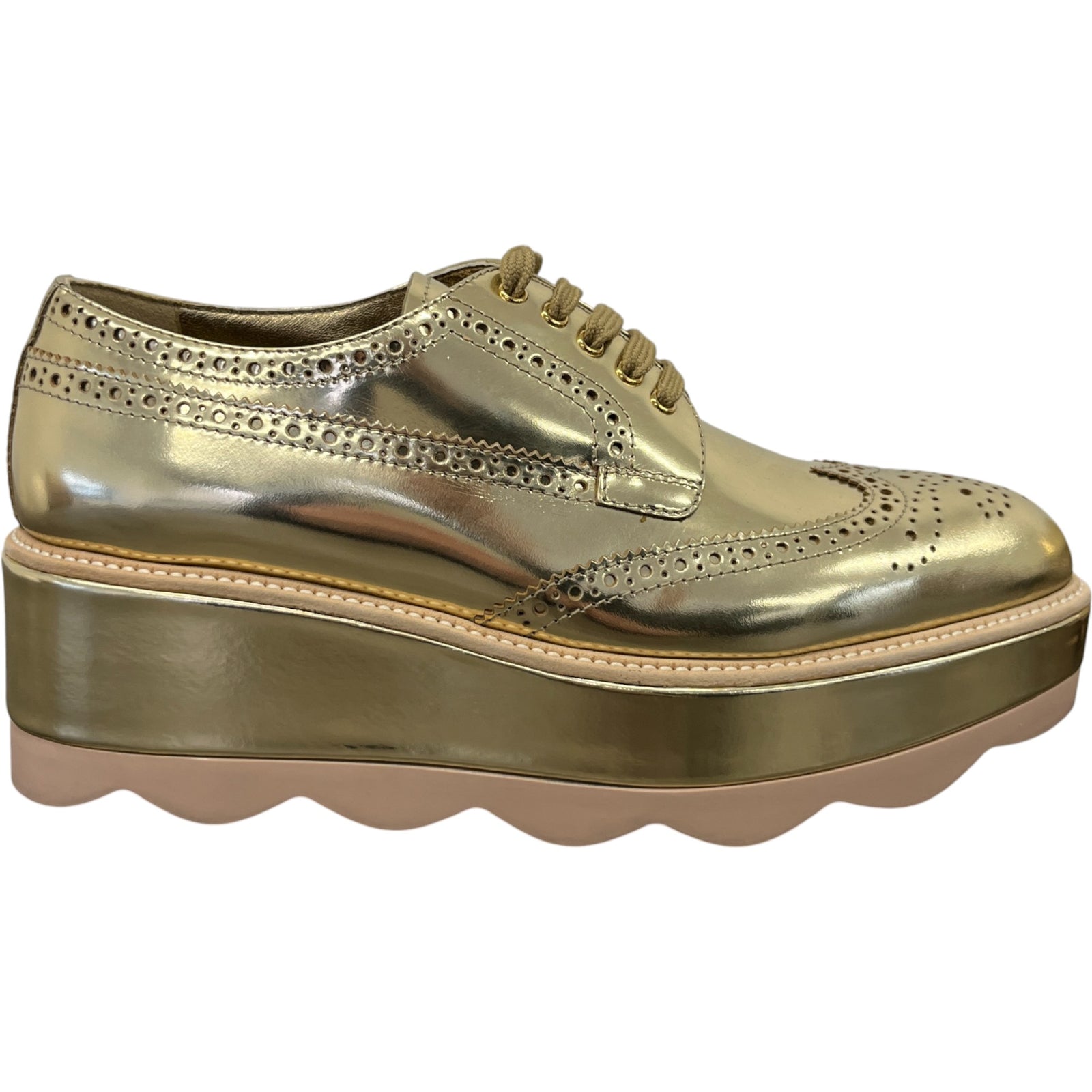 Women's Platform Oxford Loafers Gold Size EU 38.5 / UK 5.5 - Photo 1