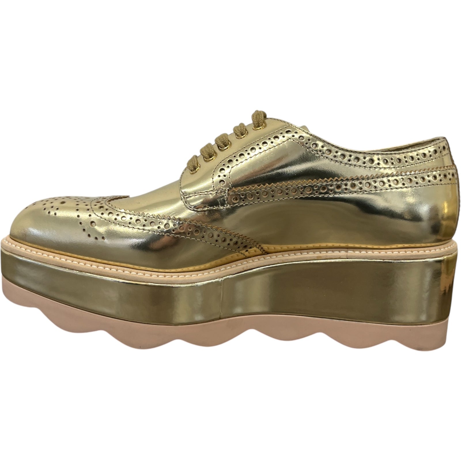 Women's Platform Oxford Loafers Gold Size EU 38.5 / UK 5.5 - Photo 2