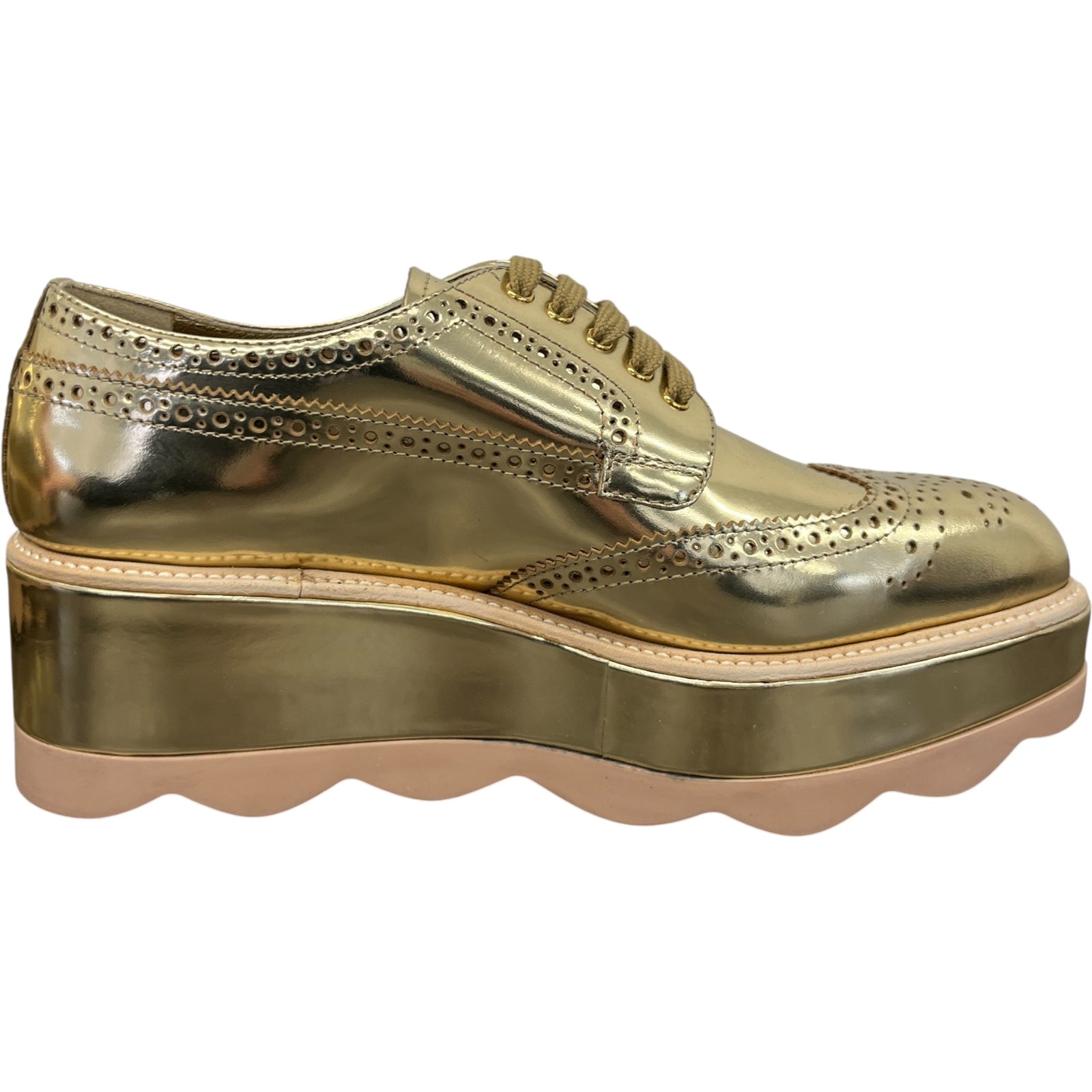 Women's Platform Oxford Loafers Gold Size EU 38.5 / UK 5.5 - Photo 4