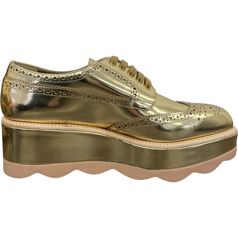 Women's Platform Oxford Loafers Gold Size EU 38.5 / UK 5.5