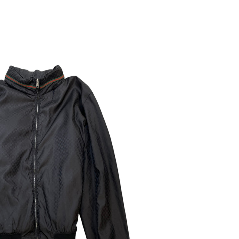 Men's GG Monogram Nylon Bomber Jacket Black Size L