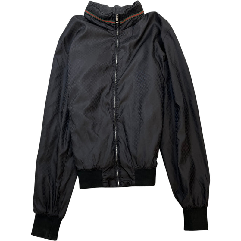 Men's GG Monogram Nylon Bomber Jacket Black Size L