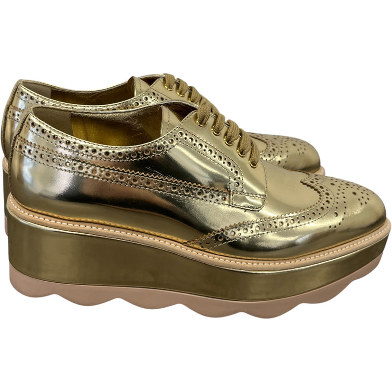 Women's Platform Oxford Loafers Gold Size EU 38.5 / UK 5.5