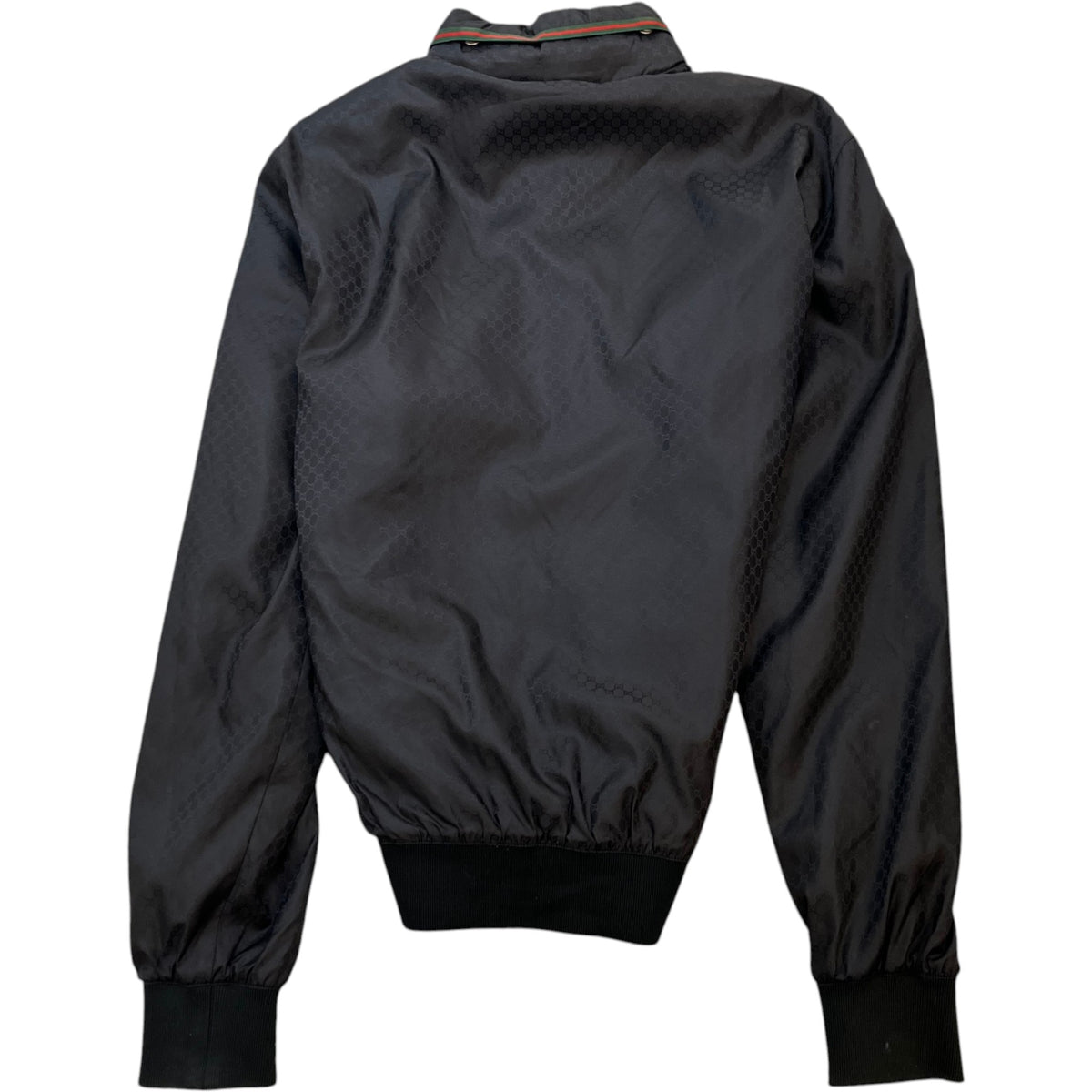 Men's GG Monogram Nylon Bomber Jacket Black Size L - Photo 2