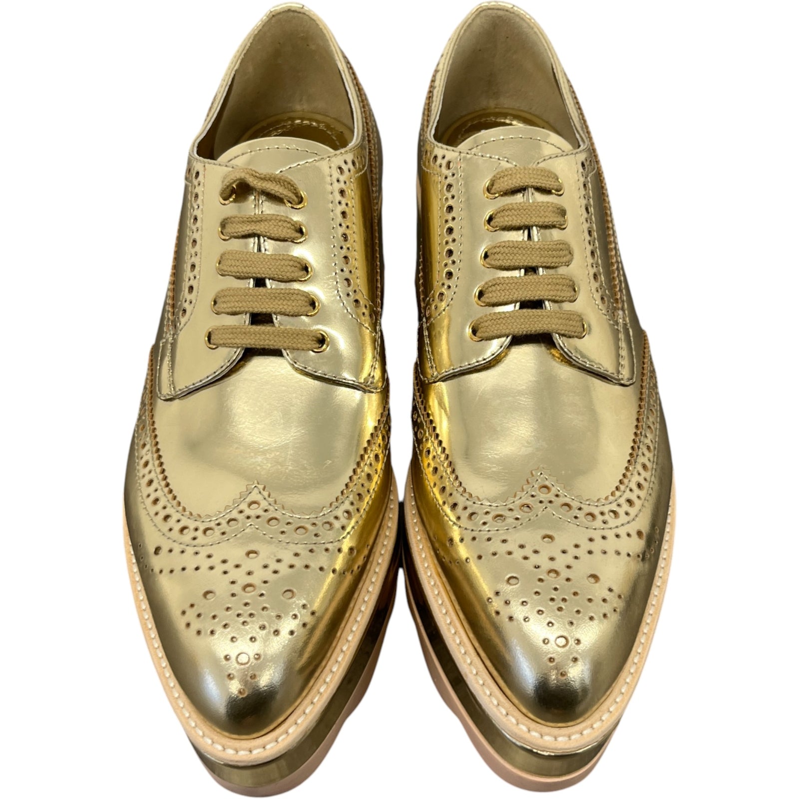 Women's Platform Oxford Loafers Gold Size EU 38.5 / UK 5.5 - Photo 6