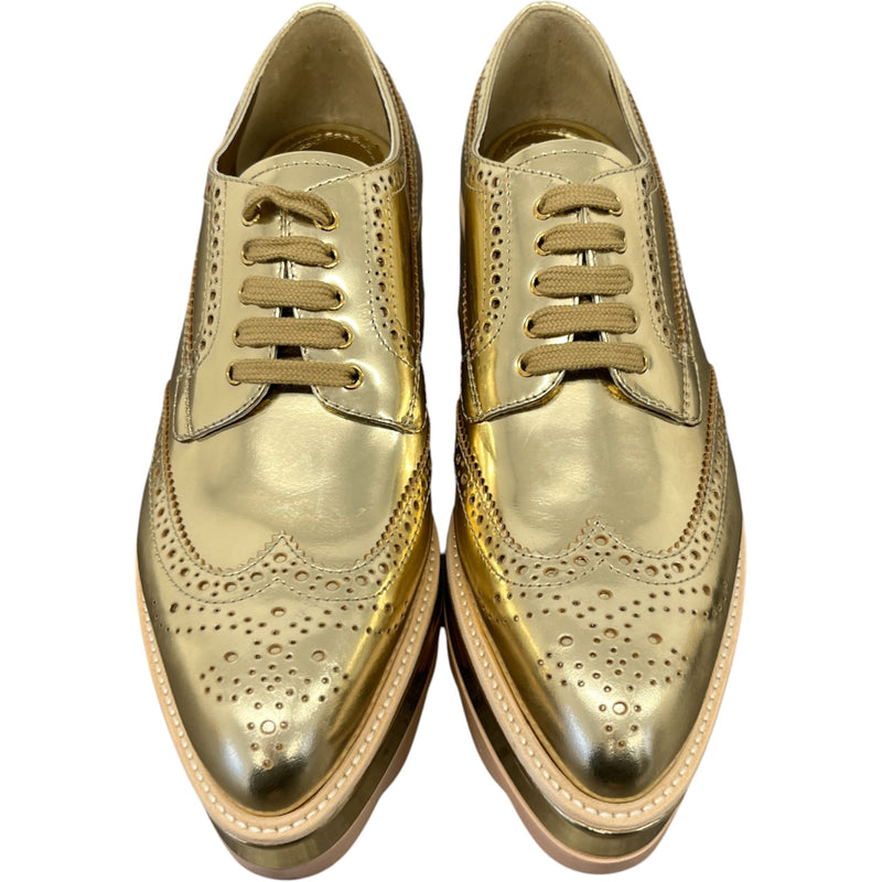 Women's Platform Oxford Loafers Gold Size EU 38.5 / UK 5.5