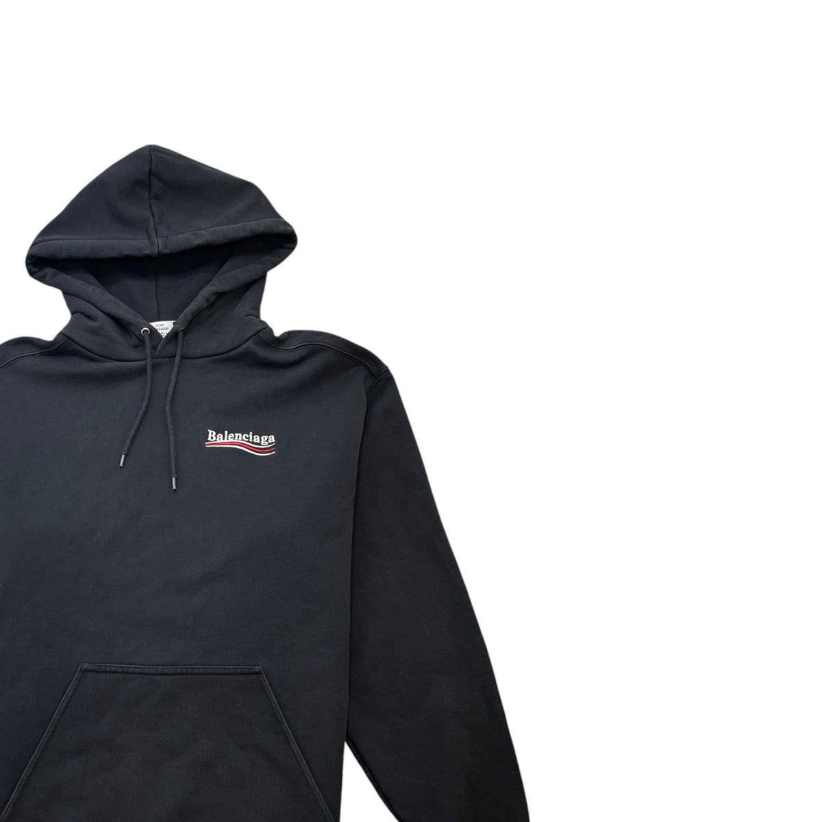 Men's Oversized Political Campaign Logo Hoodie Black Size L - Photo 3