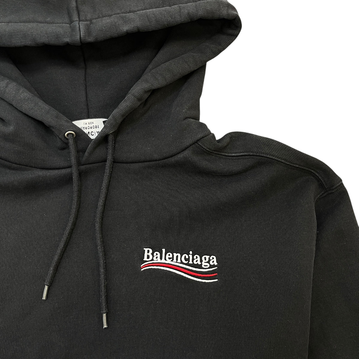 Men's Oversized Political Campaign Logo Hoodie Black Size L - Photo 6