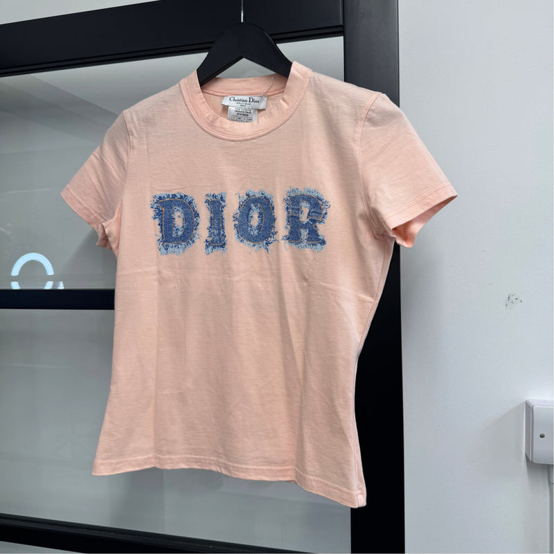 Women's Denim Logo Print T-Shirt Pink Size L / UK 12