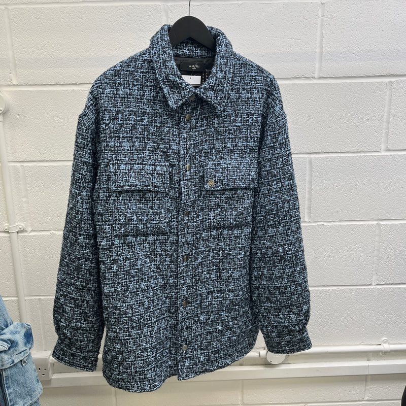 Men's Bouclé Padded OverShirt Blue Size L